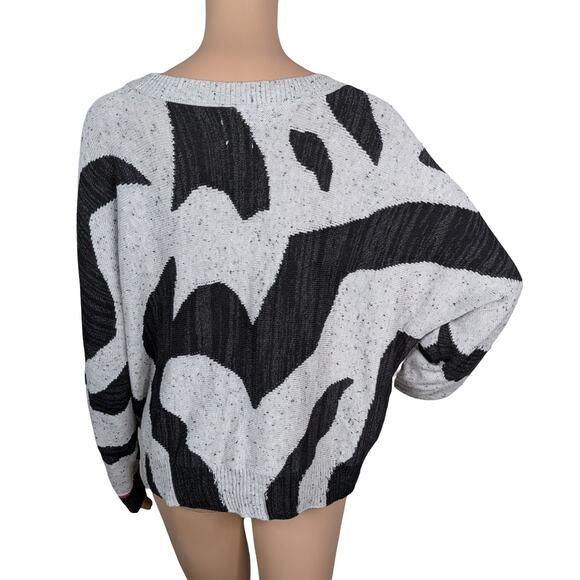 NIC+ZOE Dusk Days Black Gray Abstract Art To Wear Artsy Pullover Sweater SZ M - Picture 9 of 11